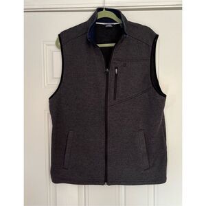 Izod Men’s Large Grey Blue Fleece Lined Vest Jacket Full Zip Hiking Outdoors